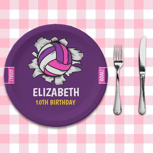 Fun Volleyball Birthday Girl Papieren Bordje