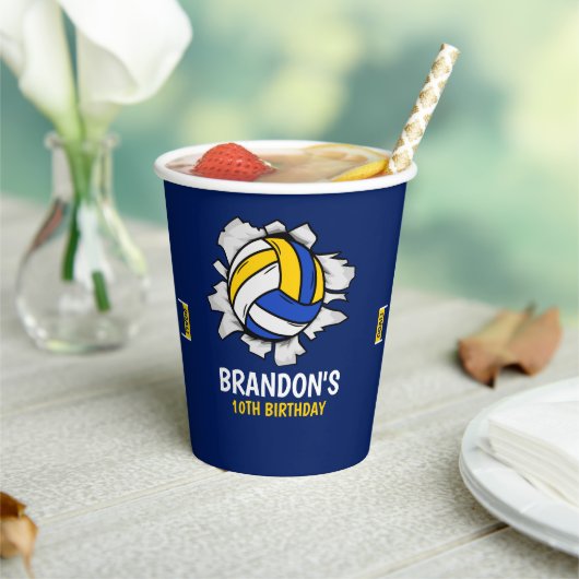 Fun Volleyball Boy Birthday Papieren Bekers (Insitu)