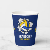 Fun Volleyball Boy Birthday Papieren Bekers (Achterkant)
