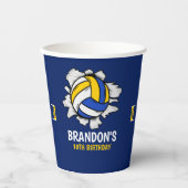 Fun Volleyball Boy Birthday Papieren Bekers (Voorkant)