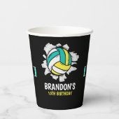 Fun Volleyball Boy Birthday Papieren Bekers (Achterkant)