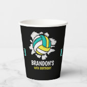 Fun Volleyball Boy Birthday Papieren Bekers (Voorkant)
