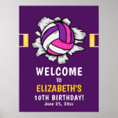 Fun Volleyball Girl Birthday Poster (Voorkant)