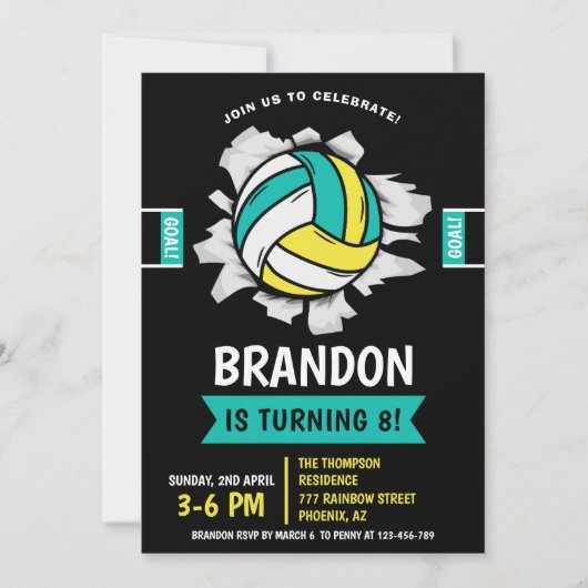 Fun Volleyball Kids Birthday Kaart (Voorkant)