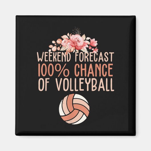 Fun Volleyball Weekend Forecast Volleyball Boho Fl Magneet (Voorkant)
