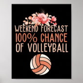 Fun Volleyball Weekend Forecast Volleyball Boho Fl Poster (Voorkant)