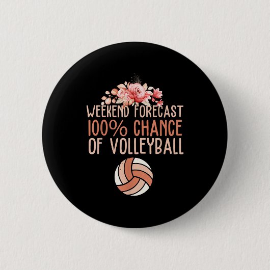 Fun Volleyball Weekend Forecast Volleyball Boho Fl Ronde Button 5,7 Cm (Voorkant)