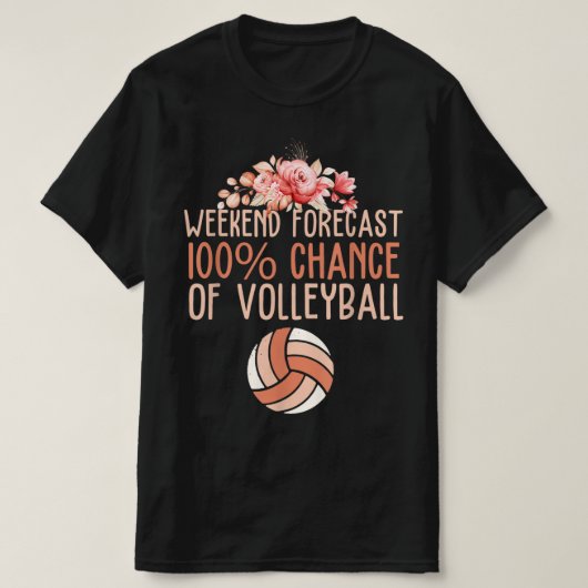 Fun Volleyball Weekend Forecast Volleyball Boho Fl T-shirt (Design voorkant)