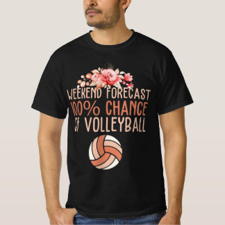 Fun Volleyball Weekend Forecast Volleyball Boho Fl T-shirt