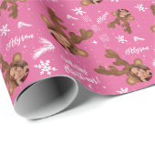 Fun vrolijke kerstantler afbeelding foto naam cadeaupapier (Rol Hoek)