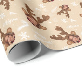 Fun vrolijke kerstantler afbeelding foto naam cadeaupapier (Rol Hoek)