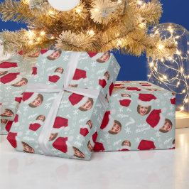 Fun vrolijke kerstfoto-naam pet cadeaupapier