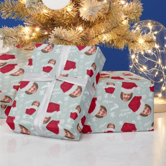 Fun vrolijke kerstfoto-naam pet cadeaupapier (Feestdagen)