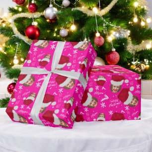 Fun vrolijke kerstfoto-naam pet cadeaupapier