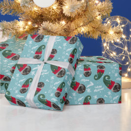 Fun vrolijke kerstzelfillustratie, foto-naam cadeaupapier