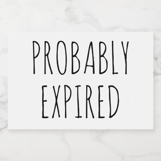 Fun waarschijnlijk verlopen keukenopslag voedselcontainer etiket (Enkel label)