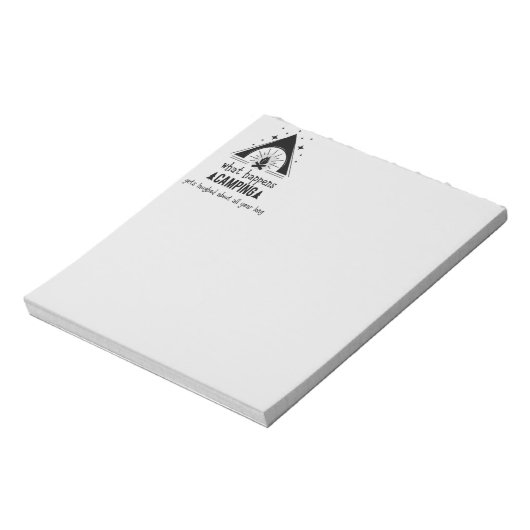 Fun wat er gebeurt in Camping Gets die over lachen Notitieblok (Linkerzijde)