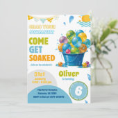 Fun Water Balloon Verjaardagsuitnodiging Sjabloon Kaart (Staand voorkant)