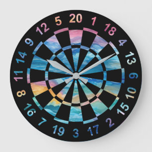 Fun Watercolor Regenboog Dartboard Thema Grote Klok