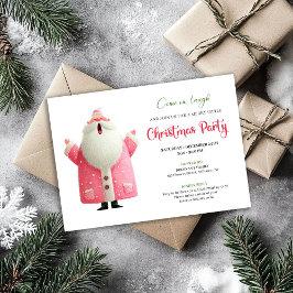 Fun Watercolor Santa Editable Christmas Party Card Kaart