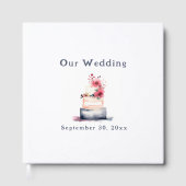 Fun watercolor wedding cake guest book gastenboek (Voorkant)