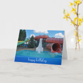 Fun Waterpark en Slides Verjaardag Kaart (Gele Bloem)