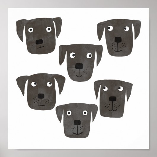 Fun Waterverf Blac Labrador Retriever Dogs Poster (Voorkant)