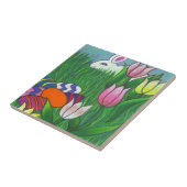 Fun Waterverf Bunny Rabbit met Eggs 4,25-inch tege Tegeltje (Zijkant)