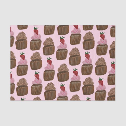 Fun Waterverf Chocolade Cupcakes Gift Tissuepapier (Voorkant)