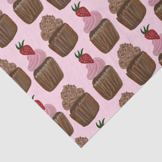 Fun Waterverf Chocolade Cupcakes Gift Tissuepapier (Detail)