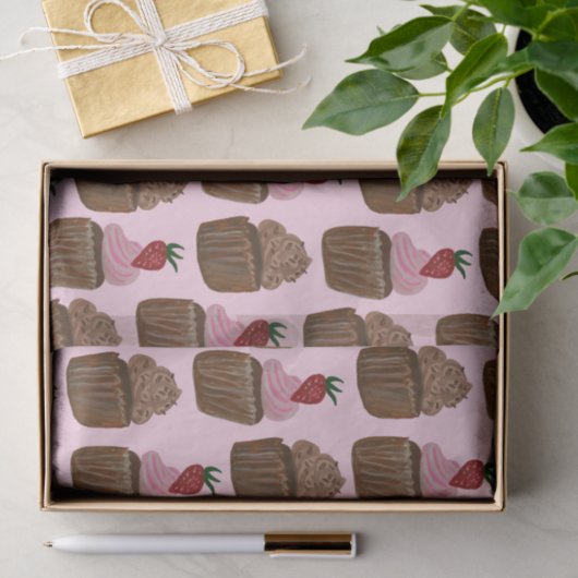 Fun Waterverf Chocolade Cupcakes Gift Tissuepapier (Geschenk)