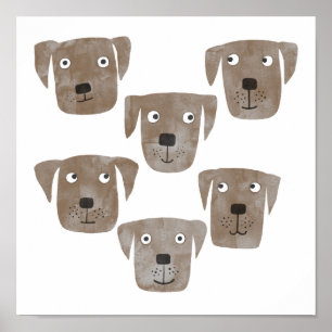 Fun Waterverf Chocolate Labrador Retriever Honden Poster