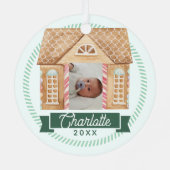 Fun Waterverf Gingerbrood House Photo Candy Cane Metalen Ornament (Achterkant)