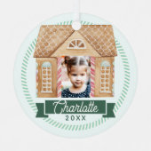 Fun Waterverf Gingerbrood House Photo Candy Cane Metalen Ornament (Voorkant)