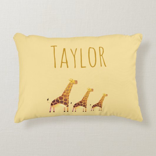 Fun Waterverf Giraffe Baby Nursery Accent Kussen (Voorkant)