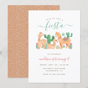 Fun Waterverf Llama Fiesta kinderen Birthday Kaart
