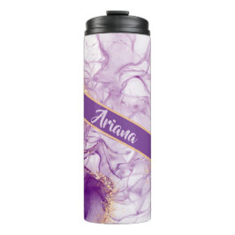 Fun Waterverf Paarse achtergrond met Golden Foliën Thermosbeker