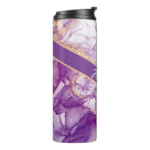 Fun Waterverf Paarse achtergrond met Golden Foliën Thermosbeker (Gedraaid links)