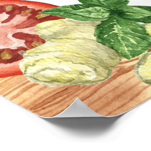 Fun waterverf Plantaardige keukengerei Poster (Hoek)