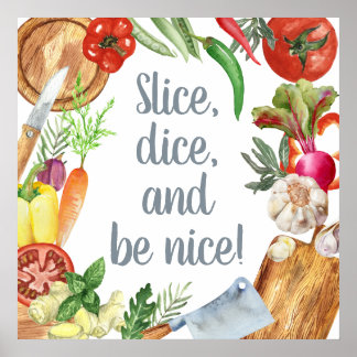 Fun waterverf Plantaardige keukengerei Poster