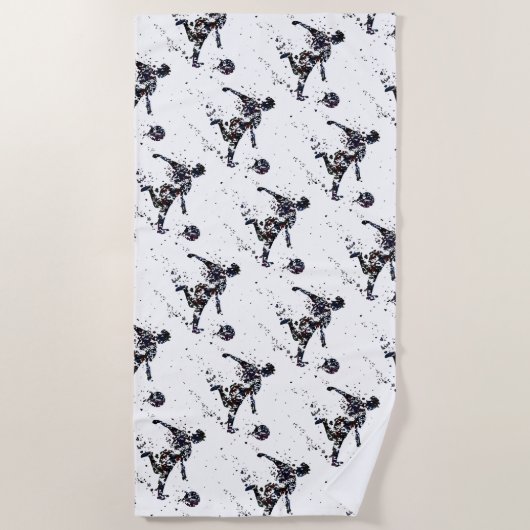 Fun Waterverf Soccer Football Sport Patroon Strandlaken (Voorkant)