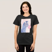 Fun Waterverf Zebra Blowing Gum Bubble Monogram Tri-Blend Shirt (Voorkant volledig)