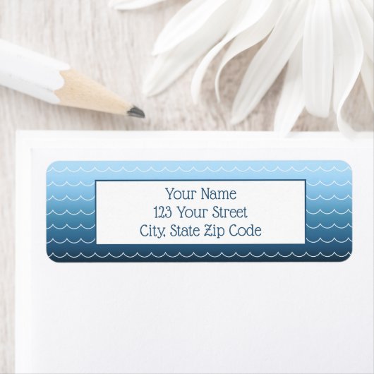 Fun Wave Pattern Light to Dark Blue Gradient Etiket (Insitu)