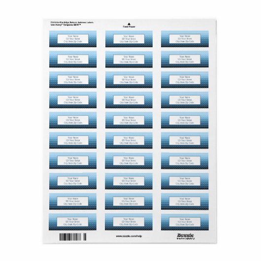 Fun Wave Pattern Light to Dark Blue Gradient Etiket (Full Sheet)