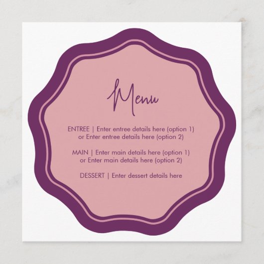 Fun Wavy Menu Paars & Roze (Voorkant)