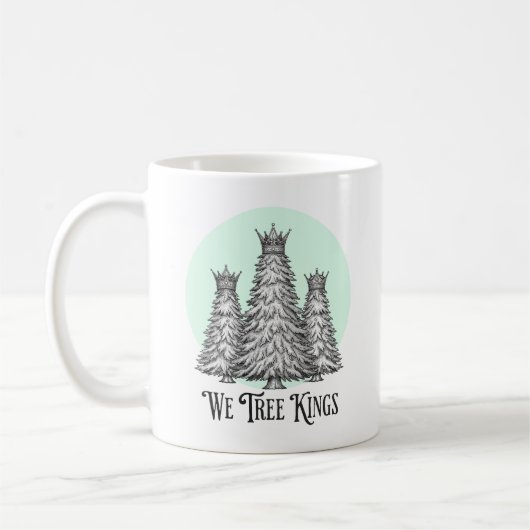 Fun We Three Kings Pun Christmas Tree mug Koffiemok (Links)