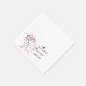 Fun wedding cute couple hand drawn servet (Hoek)