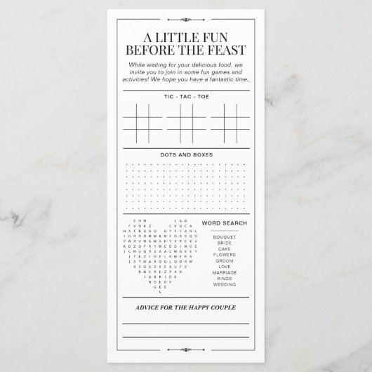 Fun Wedding Menu with Wedding Games Newspaper (Achterkant)
