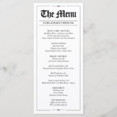 Fun Wedding Menu with Wedding Games Newspaper (Voorkant)