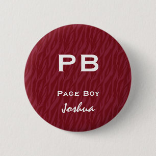 Fun Wedding Role Abbreture Burgundy Red Zebra Ronde Button 5,7 Cm